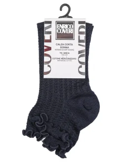 Enrico Coveri Calze corte da donna con bordo a volant - blu scuro