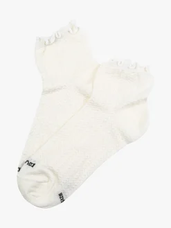 Enrico Coveri Calze corte da donna in cotone mercerizzato e bordo volant - beige