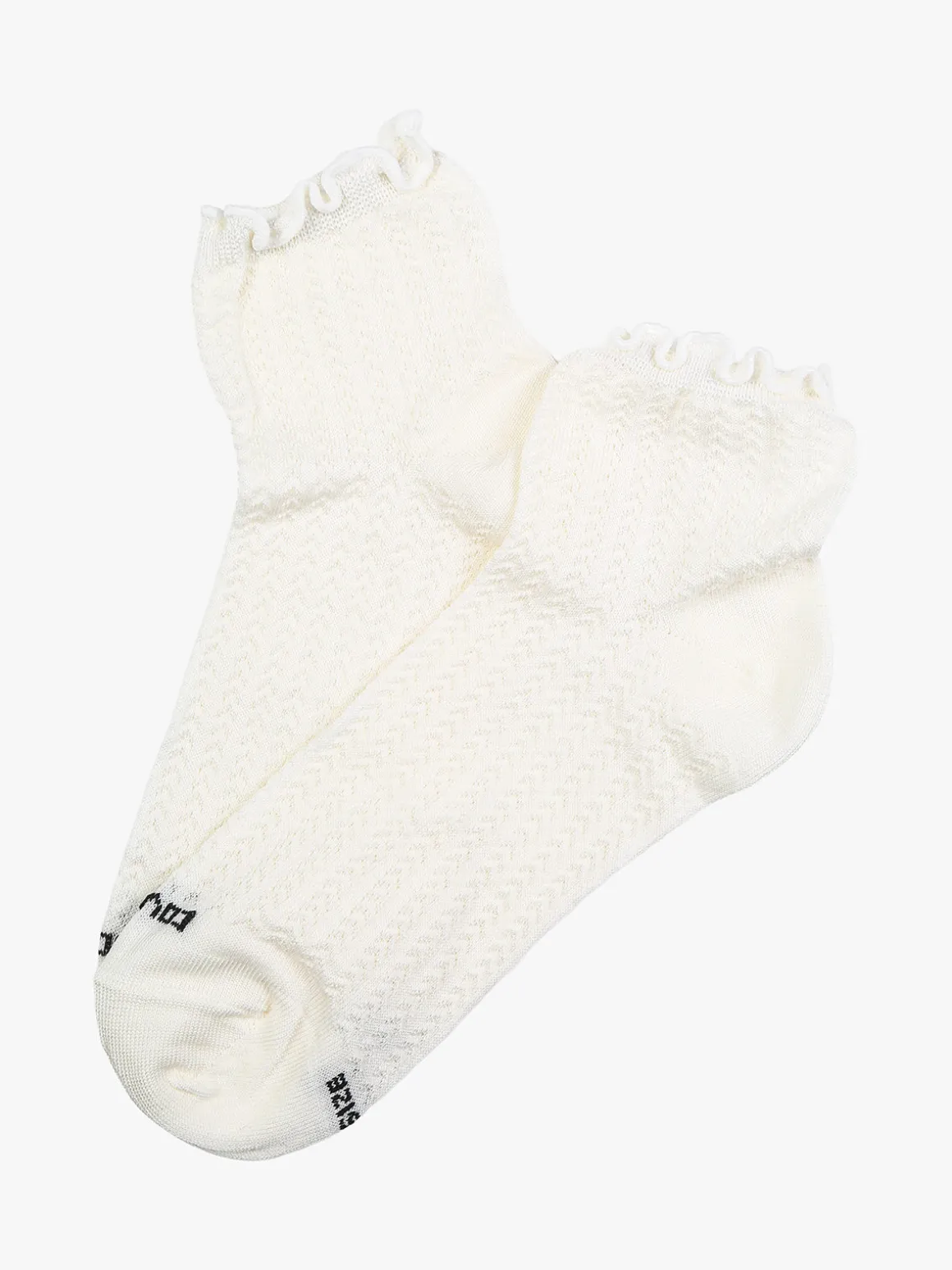 Enrico Coveri Calze corte da donna in cotone mercerizzato e bordo volant - beige