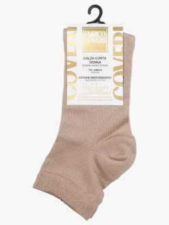 Enrico Coveri Calze corte da donna in cotone mercerizzato - khaki