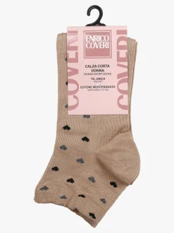 Enrico Coveri Calze corte da donna con cuori - cammello