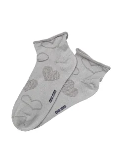 Enrico Coveri Calze corte da donna con ricami a cuori - grigio