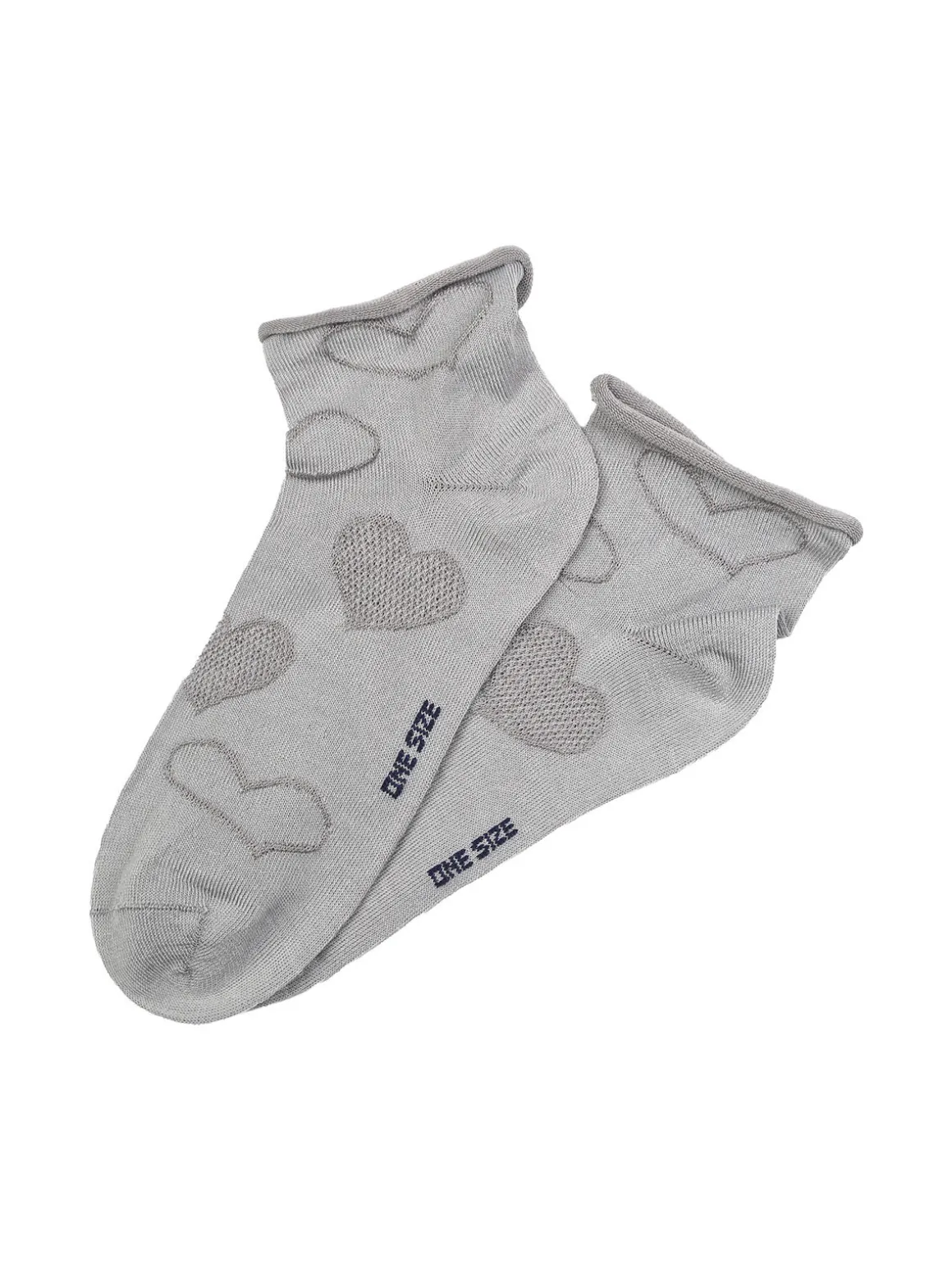 Enrico Coveri Calze corte da donna con ricami a cuori - grigio