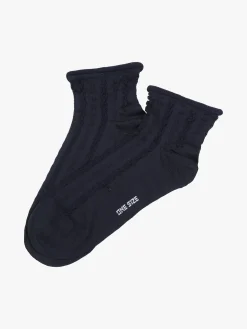 Enrico Coveri Calze corte da donna con ricami - blu scuro