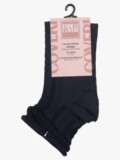 Enrico Coveri Calze corte da donna con ricami - blu scuro