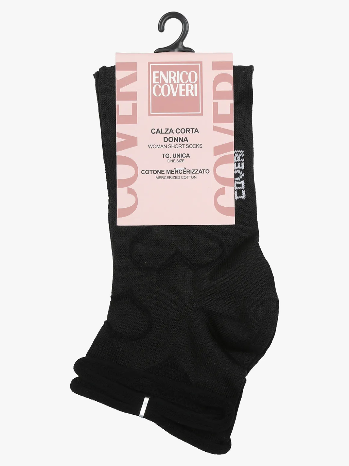 Enrico Coveri Calze corte da donna con ricami a cuori - nero