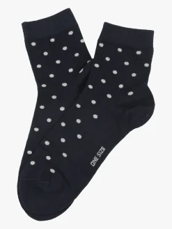Enrico Coveri Calze corte da donna in caldo cotone a pois - blu scuro