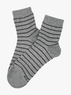 Enrico Coveri Calze corte da donna in caldo cotone a righe - grigio