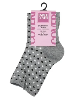 Enrico Coveri Calze corte da donna in caldo cotone a pois - grigio