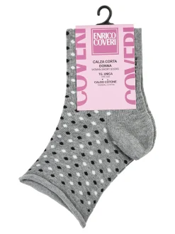 Enrico Coveri Calze corte da donna in caldo cotone a pois - grigio