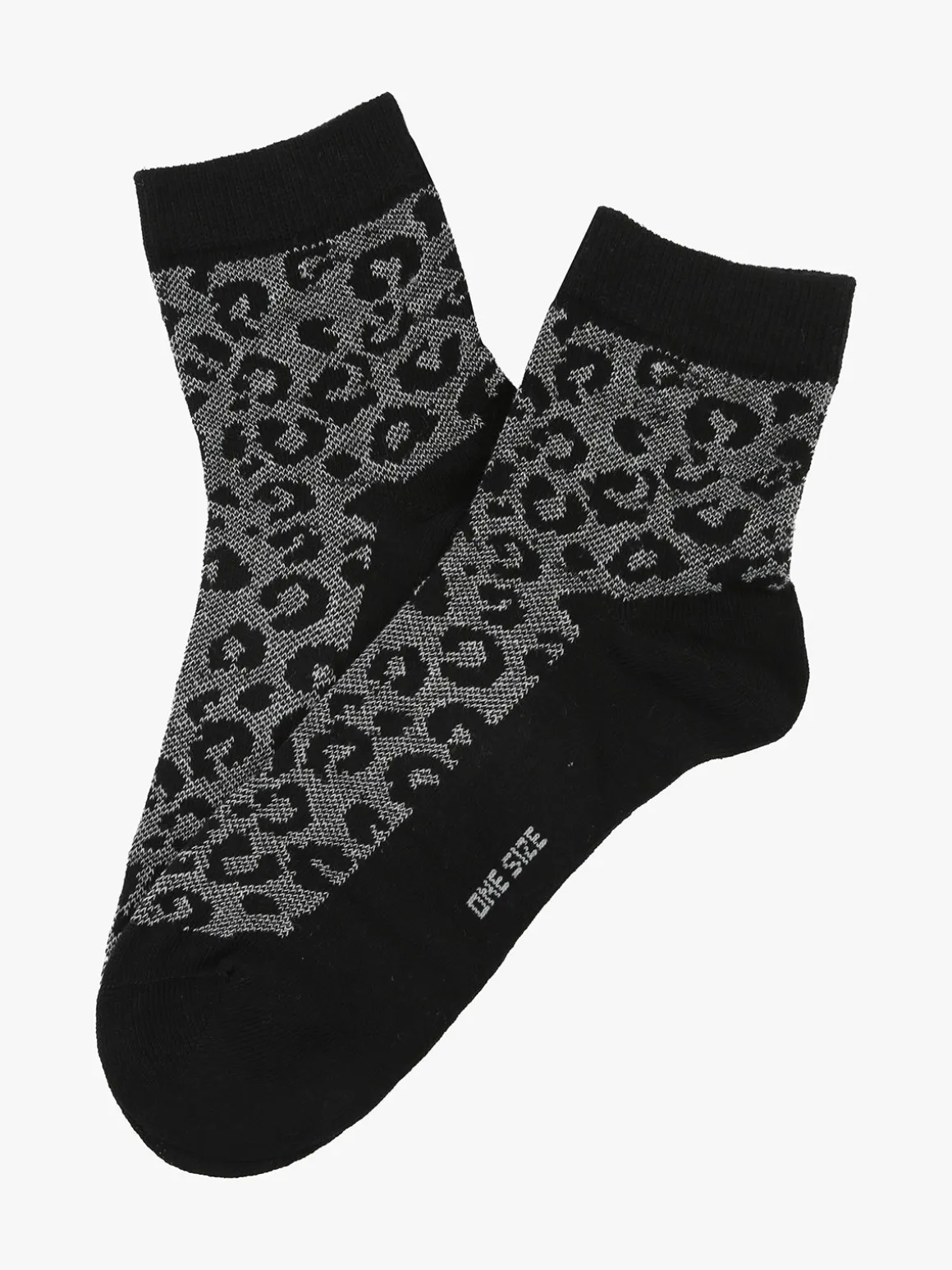 Enrico Coveri Calze corte da donna in caldo cotone animalier - nero