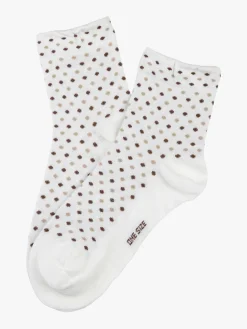 Enrico Coveri Calze corte da donna in caldo cotone a pois - bianco