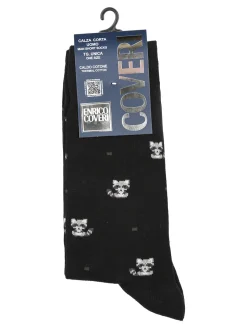Enrico Coveri Calze corte da uomo in caldo cotone con stampe - nero