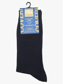 Enrico Coveri Calze corte da uomo in cotone mercerizzato - blu