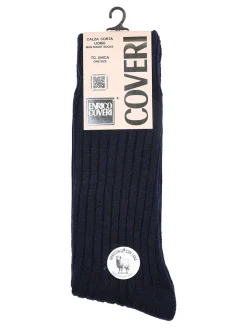 Enrico Coveri Calze corte da uomo in misto lana - blu scuro