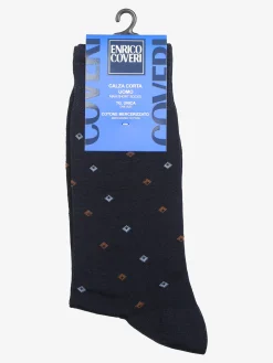 Enrico Coveri Calze corte da uomo in cotone mercerizzato - blu scuro