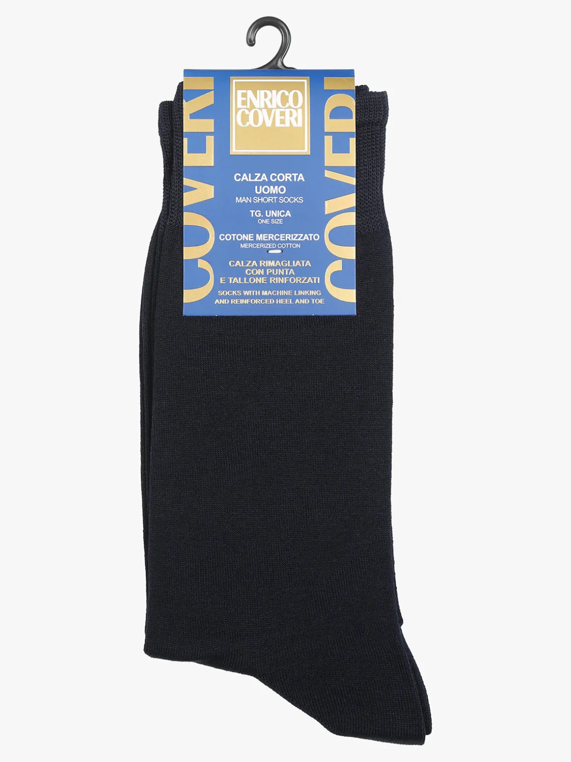Enrico Coveri Calze corte da uomo in cotone mercerizzato - blu scuro