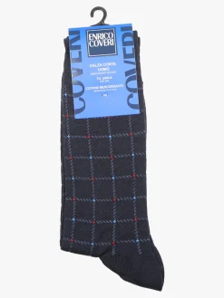 Enrico Coveri Calze corte da uomo in cotone mercerizzato - blu scuro