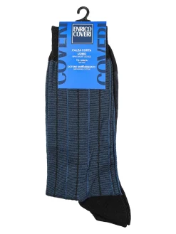 Enrico Coveri Calze corte da uomo in cotone mercerizzato - blu scuro