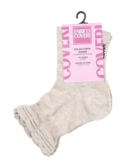 Enrico Coveri Calze corte donna in caldo cotone con bordo volant - beige