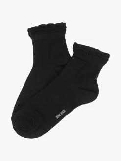 Enrico Coveri Calze corte donna in caldo cotone con bordo volant - nero