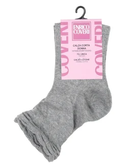 Enrico Coveri Calze corte donna cuori in caldo cotone - grigio
