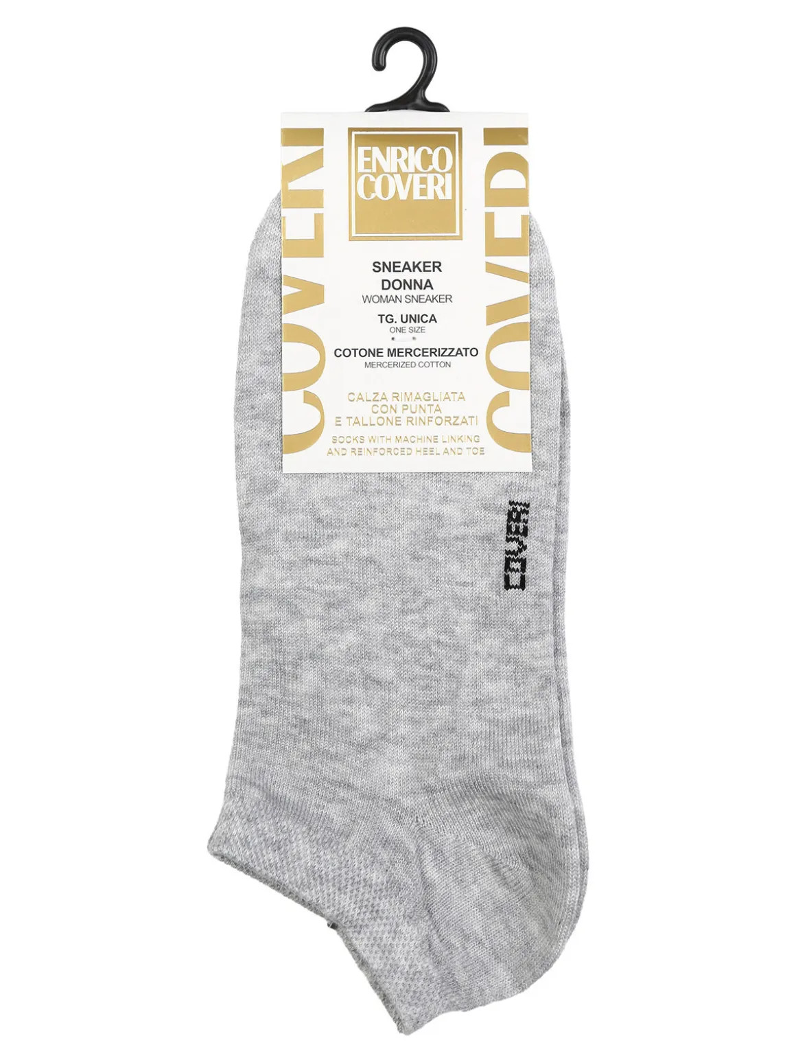 Enrico Coveri Calze corte sneaker da donna in cotone mercerizzato - grigio chiaro
