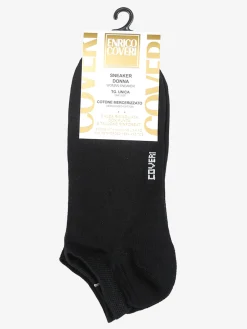 Enrico Coveri Calze corte sneaker da donna in cotone mercerizzato - nero