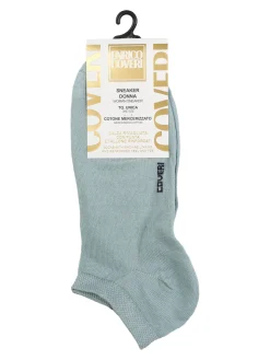 Enrico Coveri Calze corte sneaker da donna in cotone mercerizzato - acqua marina