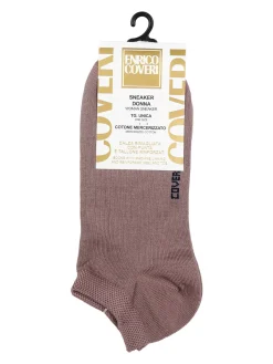 Enrico Coveri Calze corte sneaker da donna in cotone mercerizzato - taupe