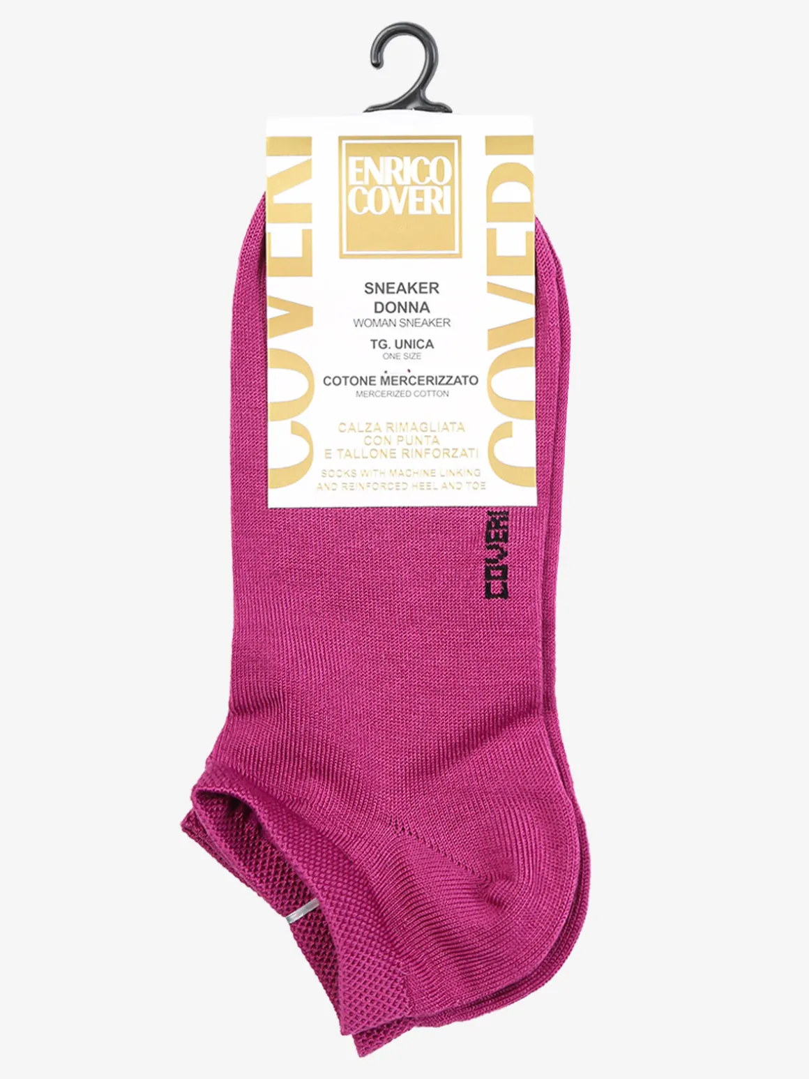 Enrico Coveri Calze corte sneaker da donna in cotone mercerizzato - fucsia