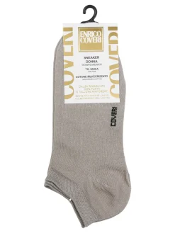 Enrico Coveri Calze corte sneaker da donna in cotone mercerizzato - fango