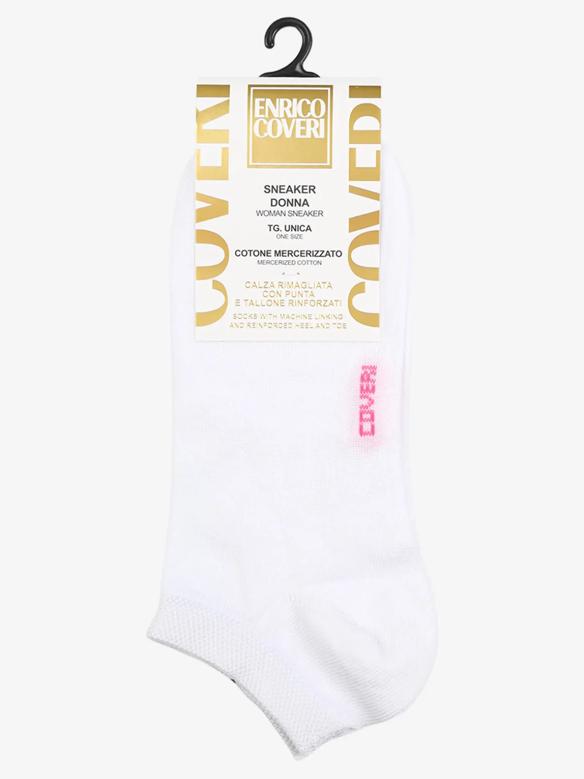 Enrico Coveri Calze corte sneaker da donna in cotone mercerizzato - bianco
