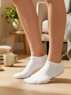 Enrico Coveri Calze corte sneaker da donna in cotone mercerizzato - bianco