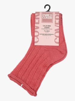Enrico Coveri Calze donna midi in cotone mercerizzato - corallo