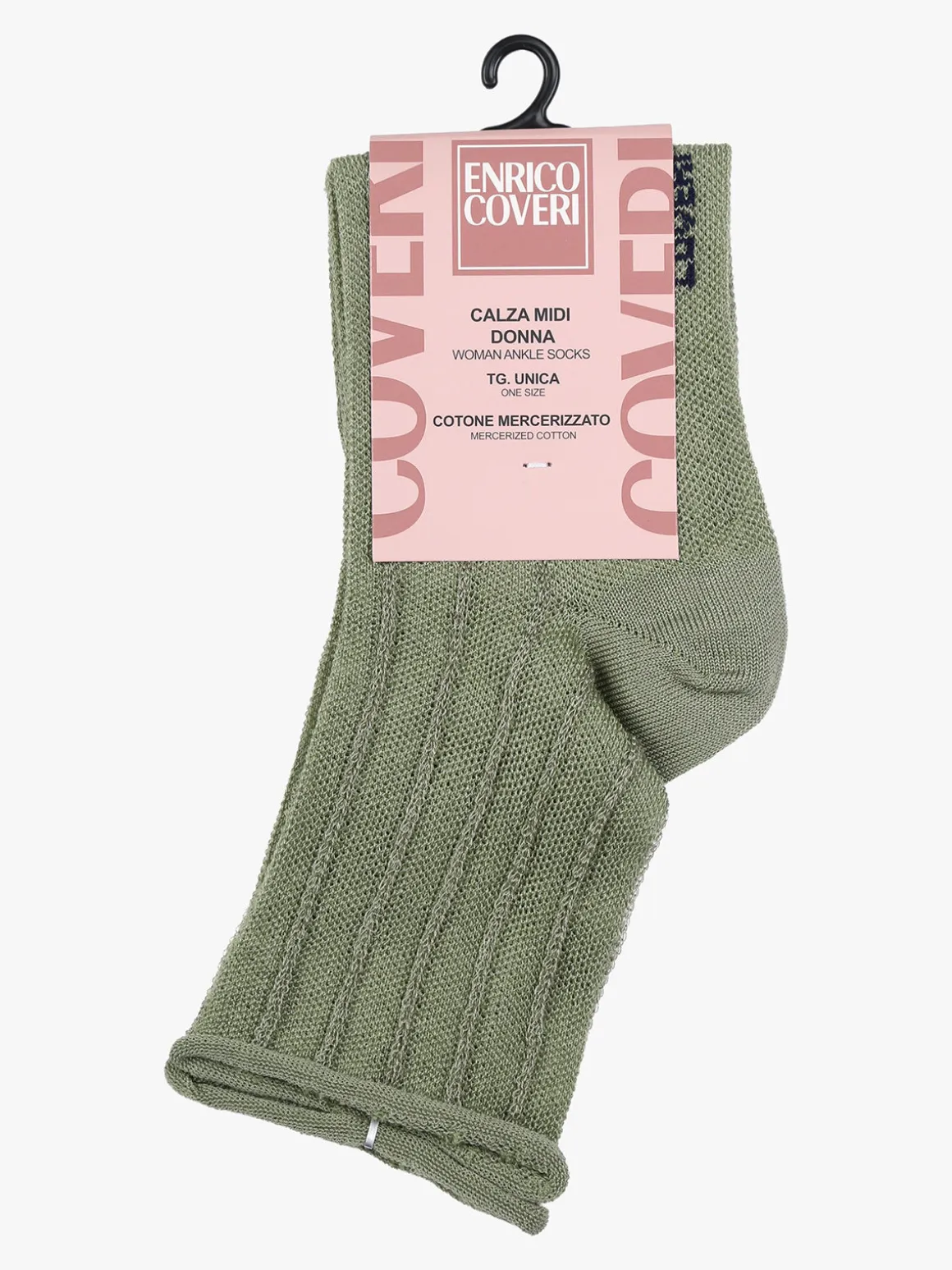 Enrico Coveri Calze donna midi in cotone mercerizzato - verde chiaro