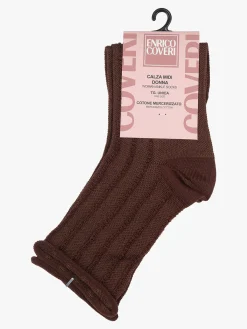Enrico Coveri Calze donna midi in cotone mercerizzato - moro