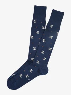 Enrico Coveri Calze lunghe da uomo in caldo cotone con stampe - blu