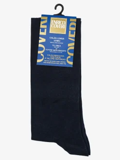 Enrico Coveri Calze lunghe da uomo in cotone mercerizzato - blu