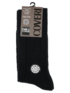 Enrico Coveri Calze lunghe da uomo morbide in caldo cotone - blu scuro