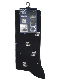 Enrico Coveri Calze lunghe da uomo in caldo cotone con stampe - blu scuro