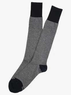Enrico Coveri Calze lunghe rigate da uomo in caldo cotone - blu scuro