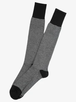 Enrico Coveri Calze lunghe rigate da uomo in caldo cotone - nero