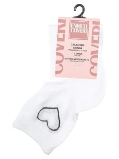 Enrico Coveri Calze midi da donna in cotone mercerizzato - bianco