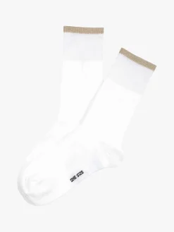 Enrico Coveri Calze midi donna con bordo lurex - bianco