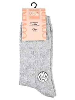 Enrico Coveri Calze midi donna invernali a trama intrecciata - grigio