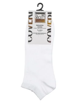 Enrico Coveri Calze sneakers da donna in cotone mercerizzato - bianco