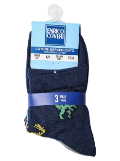 Enrico Coveri Confezione da 3 paia di calze corte da bambino in cotone mercerizzato