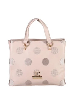 Enrico Coveri Contemporary Borsa donna mini tote in ecopelle con logo di strass - cipria