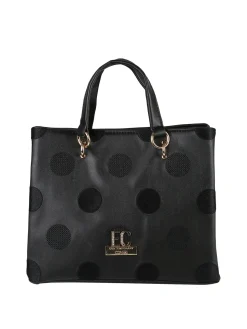 Enrico Coveri Contemporary Borsa donna mini tote in ecopelle con logo di strass - nero